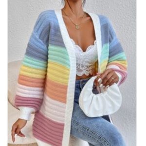 Rainbow Striped Cardigan | Size Large